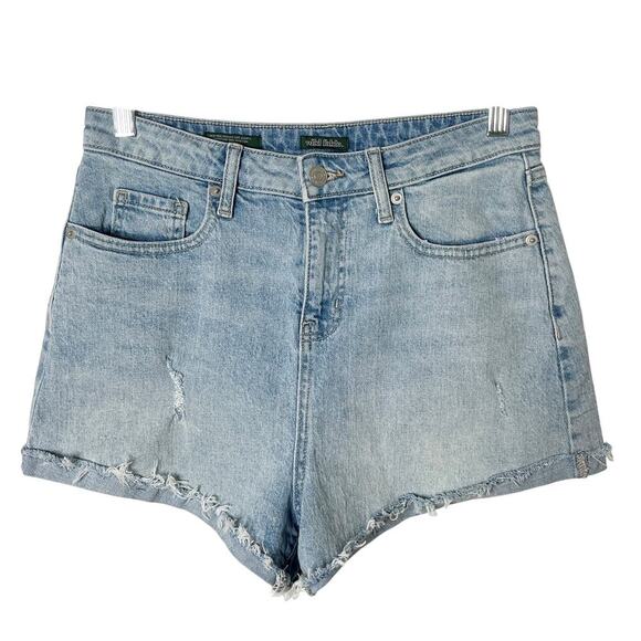 Wild Fable Women's Jean Shorts 6 High Rise Rolled Cuff Light Wash Distressed - Picture 1 of 7